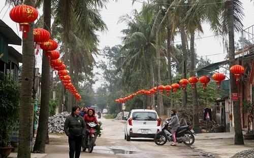 Nghi Hòa: Lung linh đèn lồng đường hàng dừa.